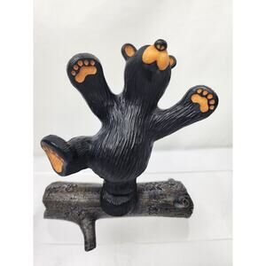 Bearfoots Bears Hap On Log Arms Up 6 x 6.5" Country Forest Big Sky Carvers EUC